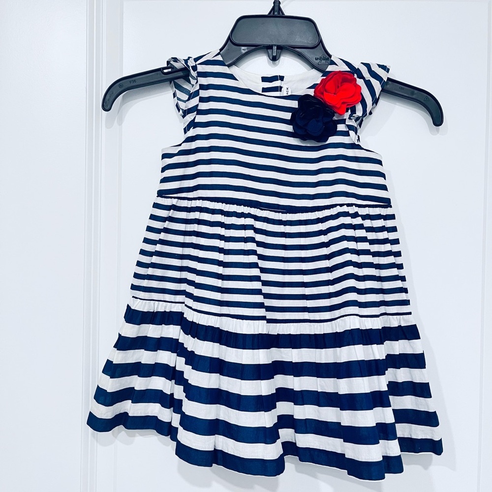Janie and Jack Blue and White Ruffled Sundress EUC Size 2T